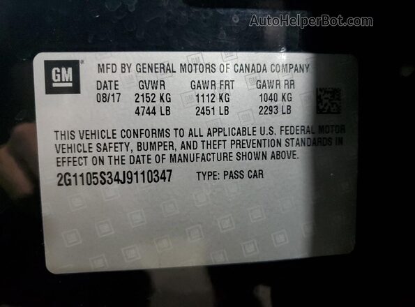 2G1105S34J9110347 2018 CHEVROLET IMPALA Black 