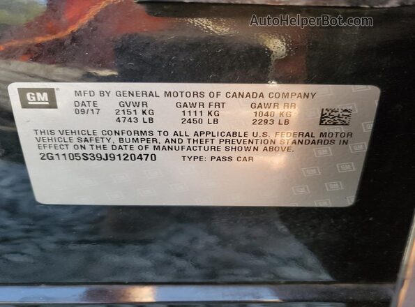 2G1105S39J9120470 2018 CHEVROLET IMPALA Черный 