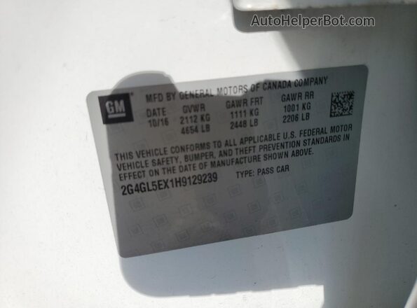 2G4GL5EX1H9129239 2017 BUICK REGAL White 