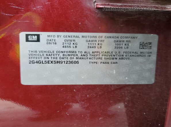 2G4GL5EX5H9123606 2017 BUICK REGAL Burgundy 