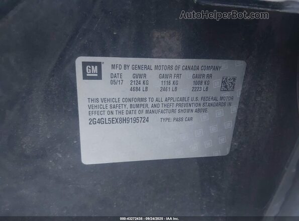 2G4GL5EX8H9195724 2017 BUICK REGAL Black Engine compartment view
