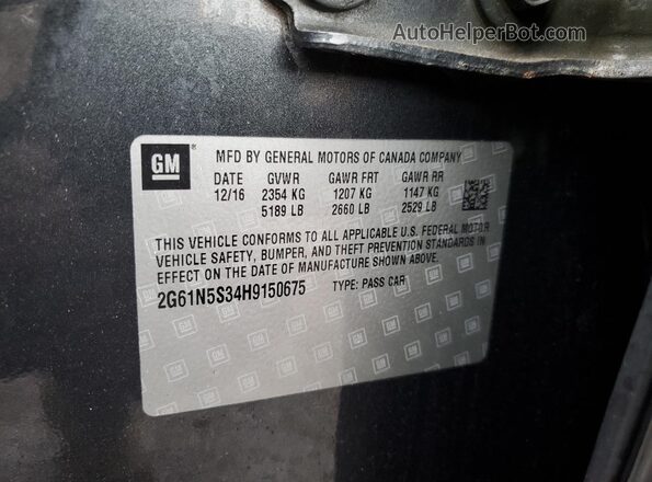2G61N5S34H9150675 2017 CADILLAC XTS Gray 