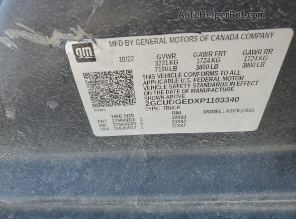 2GCUDGEDXP1103340 2023 CHEVROLET SILVERADO Black 