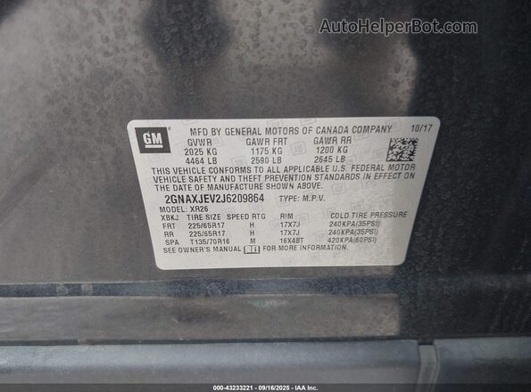 2GNAXJEV2J6209864 2018 CHEVROLET EQUINOX Gray 