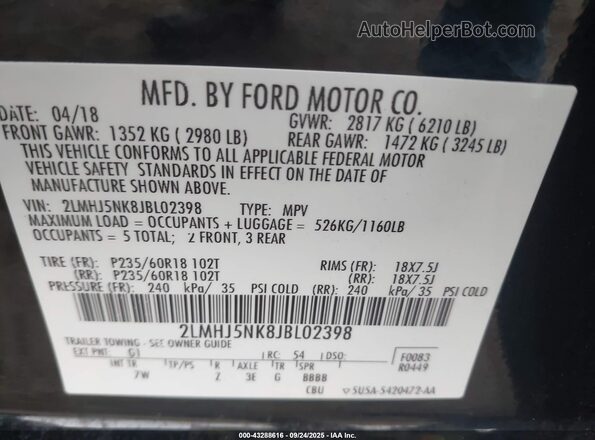 2LMHJ5NK8JBL02398 2018 LINCOLN MKT Black 