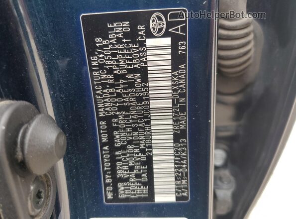 2T1BURHE1JC091952 2018 TOYOTA LL Blue 