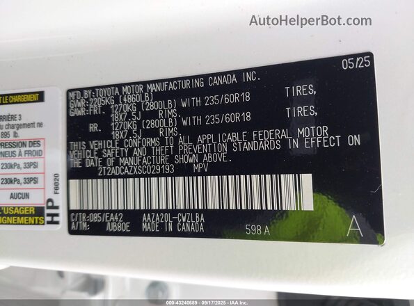 2T2ADCAZXSC029193 2025 LEXUS NX White Engine compartment view