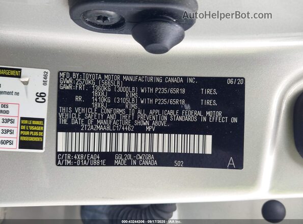 2T2AZMAA8LC174462 2020 LEXUS RX Gray Շարժիչի բաժամունքի տեսք