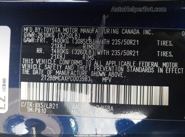 2T2BBMCAXPC003983 2023 LEXUS RX 350H Navy Вид подкапотного пространства