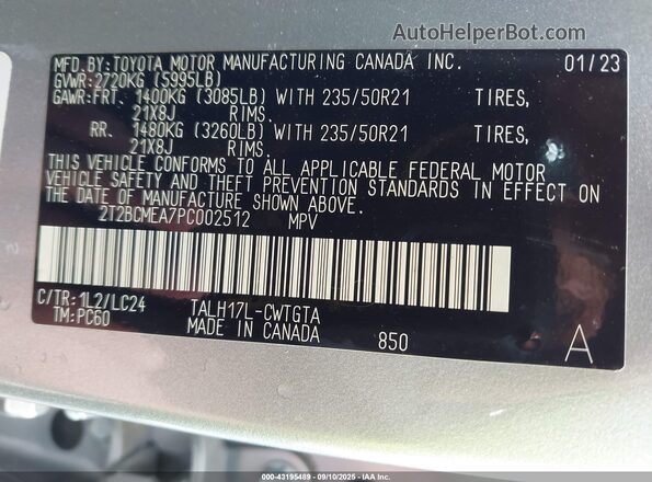 2T2BCMEA7PC002512 2023 LEXUS RX 500H Silver Вид підкапотного простору