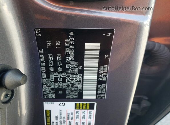 2T2HGMDA2LC054706 2020 LEXUS RX Gray Vista interior de 360 grados