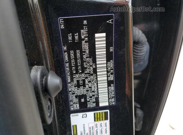 2T2HZMDA8MC291017 2021 LEXUS RX Black VIN sticker view