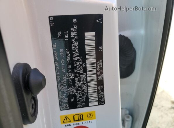 2T2JGMDA5LC045564 2020 LEXUS RX Белый Вид наклейки с VIN-кодом