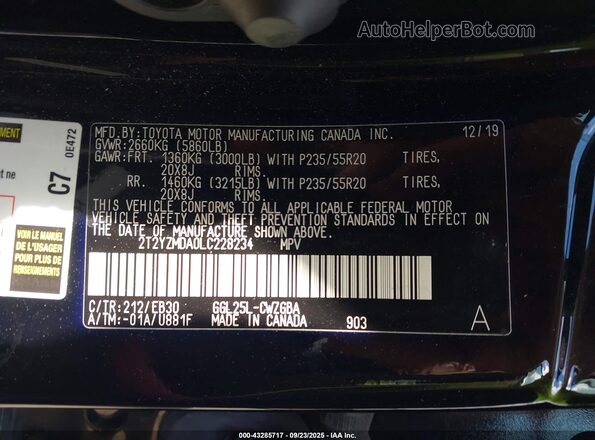 2T2YZMDA0LC228234 2020 LEXUS RX 350 Black Widok komory silnika