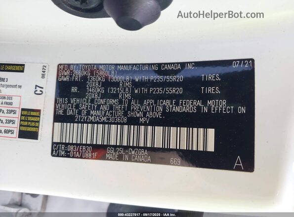 2T2YZMDA5MC303608 2021 LEXUS RX White Вид підкапотного простору