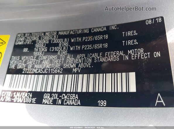 2T2ZZMCA5JC115642 2018 LEXUS RX 350 Silver Widok komory silnika