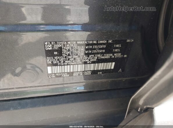 2T3A1RFV0RW483295 2024 TOYOTA LE Черный Вид подкапотного пространства
