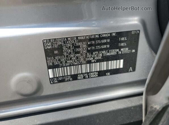 2T3E6RFV7RW057350 2024 TOYOTA RAV4 Серебряный 