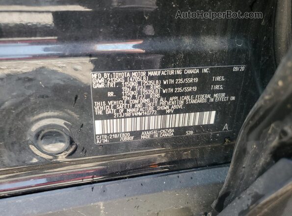 2T3J1RFV4MW140773 2021 TOYOTA RAV4 Черный Вид наклейки с VIN-кодом