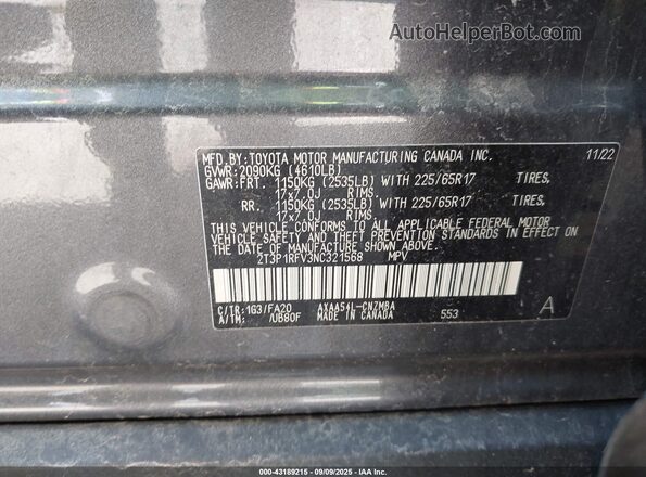 2T3P1RFV3NC321568 2022 TOYOTA LE Gray Widok komory silnika
