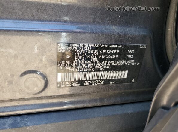 2T3P1RFVXLW114400 2020 TOYOTA LE Серый Вид подкапотного пространства