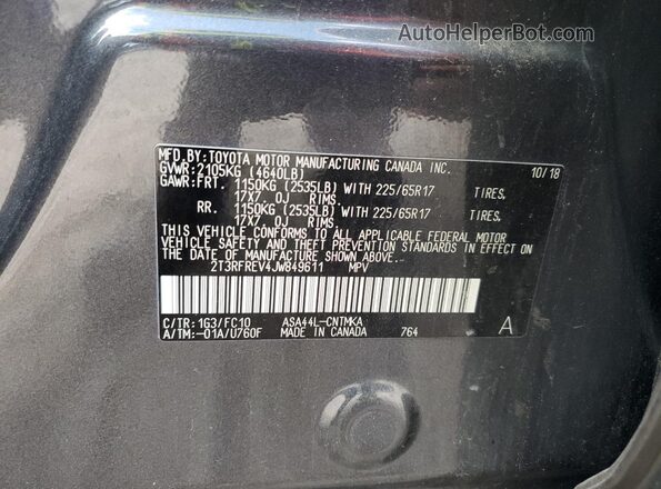 2T3RFREV4JW849611 2018 TOYOTA RAV4 Gray 