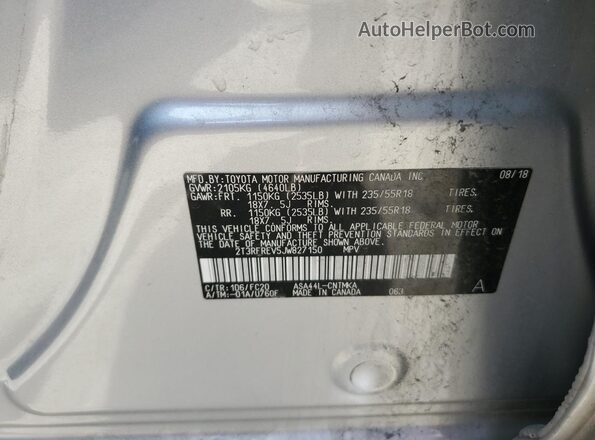 2T3RFREV5JW827150 2018 TOYOTA RAV4 Silver 
