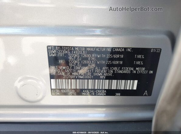 2T3T6RFV1NW030601 2022 TOYOTA RAV4 HYBRID Silver Widok komory silnika
