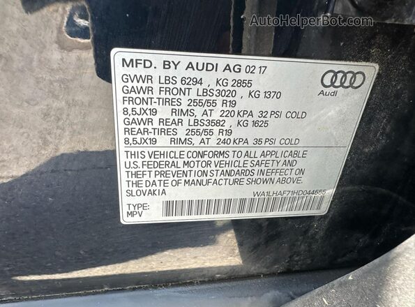 WA1LHAF71HD044555 2017 AUDI Q7 Черный Вид задней части салона