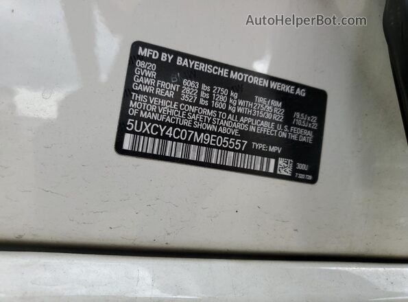 5UXCY4C07M9E05557 2021 BMW X6 White 