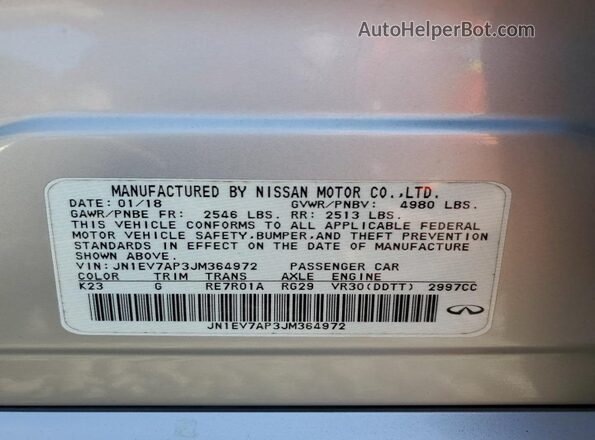 JN1EV7AP3JM364972 2018 INFINITI Q50 Silver 