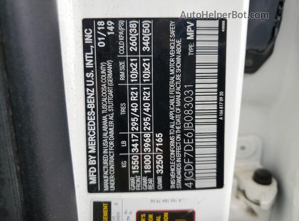 4JGDF7DE6JB083031 2018 MERCEDES-BENZ GLS-CLASS Белый 