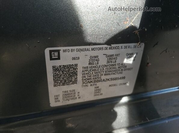 3GNKBBRA2KS685499 2019 CHEVROLET BLAZER Black სალონის 360-გრადუსიანი ხედი