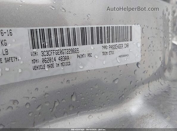 3C3CFFGE0GT229666 2016 FIAT 500E Gray 