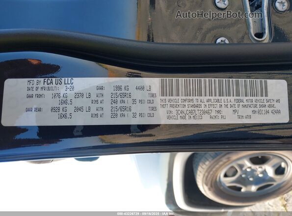 3C4NJCAB7LT230467 2020 JEEP COMPASS Black Engine compartment view