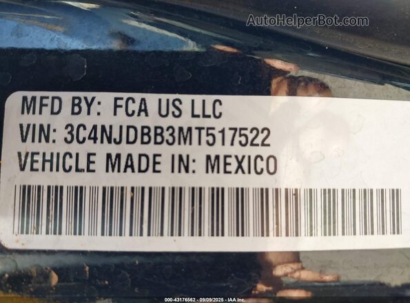 3C4NJDBB3MT517522 2021 JEEP COMPASS Black Вид підкапотного простору