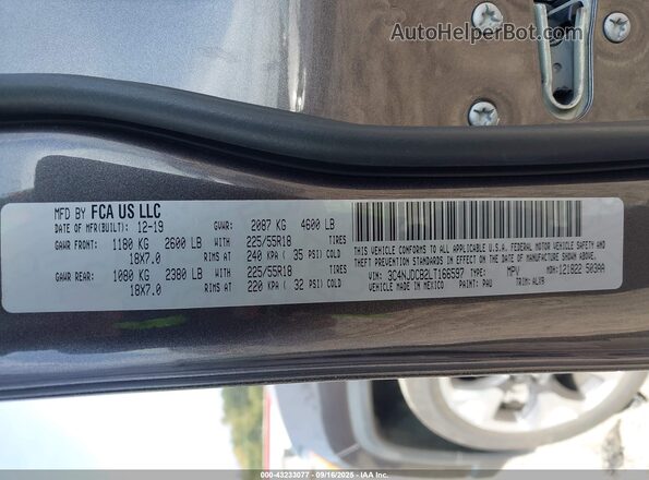 3C4NJDCB2LT166597 2020 JEEP COMPASS Gray ძრავის განყოფილების ხედი