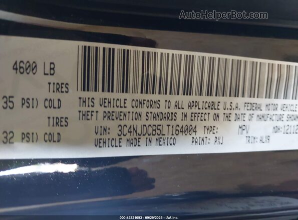 3C4NJDCB5LT164004 2020 JEEP COMPASS Black Vista del compartimento del motor