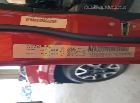 3C4NJDDB2LT221581 2020 JEEP COMPASS Red Vista de la etiqueta del VIN
