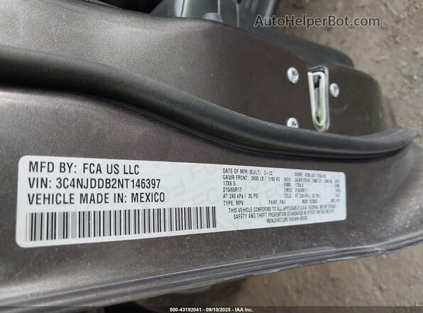 3C4NJDDB2NT146397 2022 JEEP COMPASS Gray Вид підкапотного простору