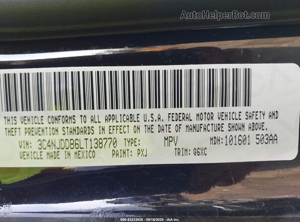 3C4NJDDB6LT138770 2020 JEEP COMPASS Black Вид підкапотного простору