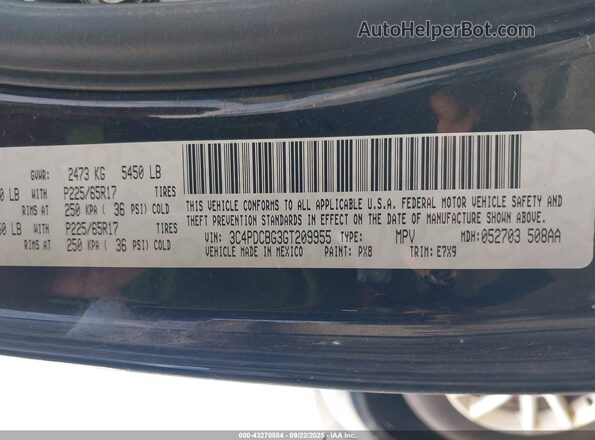 3C4PDCBG3GT209955 2016 DODGE JOURNEY Black Շարժիչի բաժամունքի տեսք