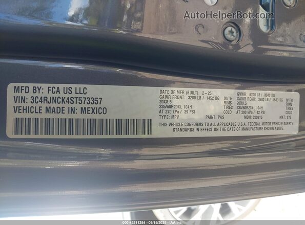 3C4RJNCK4ST573357 2025 JEEP WAGONEER S Gray 