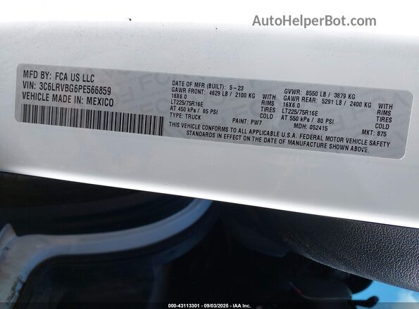 3C6LRVBG6PE566859 2023 RAM PROMASTER 1500 White 