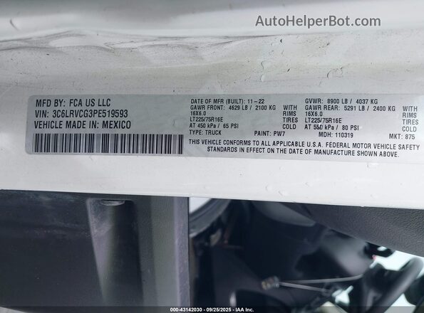 3C6LRVCG3PE519593 2023 RAM PROMASTER 2500 Белый 