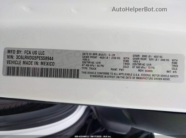 3C6LRVDG5PE558944 2023 RAM PROMASTER 2500 White 