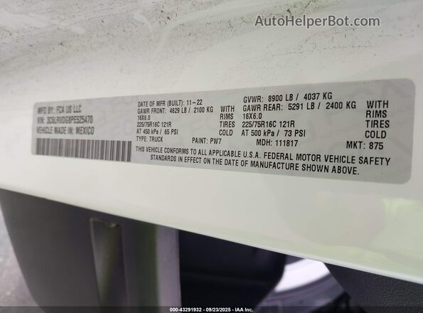 3C6LRVDG8PE525470 2023 RAM PROMASTER 2500 White 