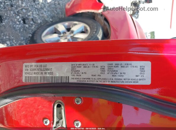 3C6RR7KT6LG299417 2020 RAM 1500 CLASSIC Red Вид підкапотного простору