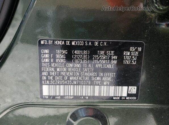 3CZRU5H35JM710379 2018 HONDA HR-V Зеленый 