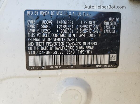 3CZRU6H59JM713549 2018 HONDA HR-V Белый 